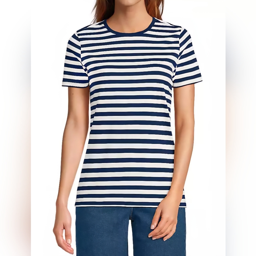 LANDS' END 100% COTTON MARINER STRIPED TEE